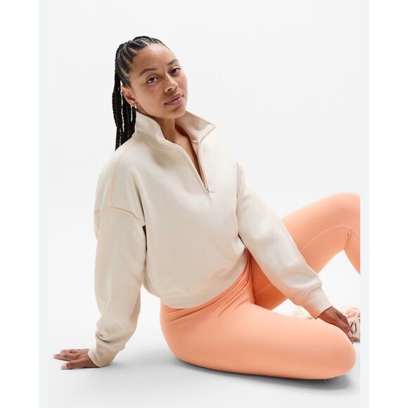 Athleta Tops - Athleta Forever Fleece 1/2 zip high hip sweatshirt cream size XL